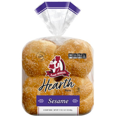 Aunt Millies Hearth Sesame Hamburger Buns - 8 Count - Image 2