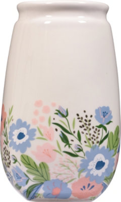 Dl Floral Mason Jar Sm Cream - EA