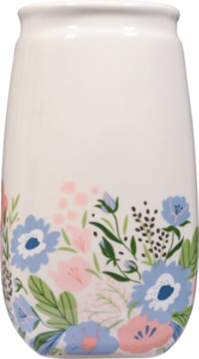 Dl Floral Mason Jar Lg Cream - EA