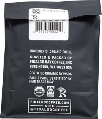 Fidalgo Organic Breakfast Whole Bean Coffee - 12 OZ - Image 4