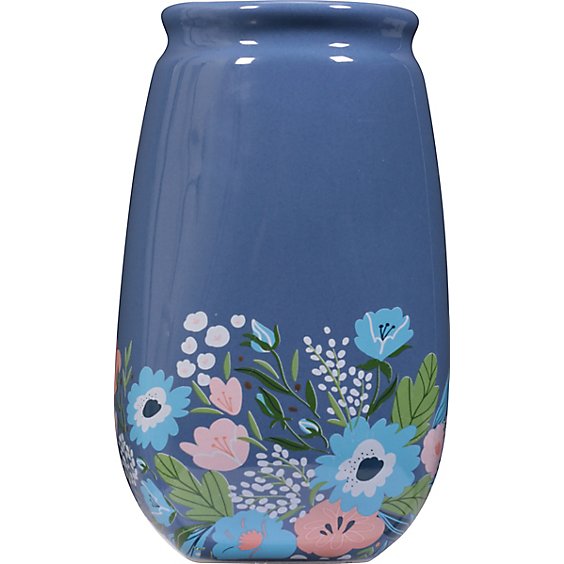 Dl Floral Mason Jar Sm Dk Blue - EA