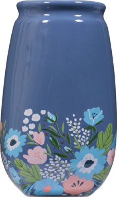 Dl Floral Mason Jar Sm Dk Blue - EA