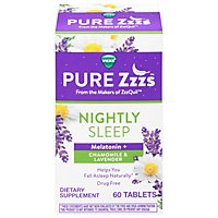 Vicks PURE Zzzs Nightly Sleep Melatonin Sleep Aid tablets 1mg per tablet - 60 Count - Image 1