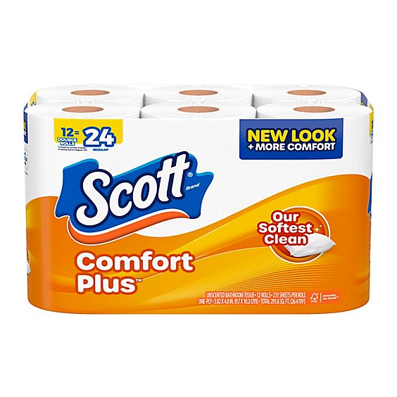 Scott ComfortPlus Toilet Paper Mega Rolls 1 Ply Toilet Tissue - 12 Roll