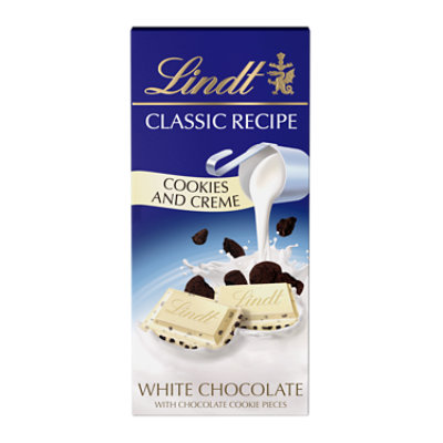 Lindt CLASSIC RECIPE Cookies and Crème White Chocolate Candy Bar - 4.2 Oz