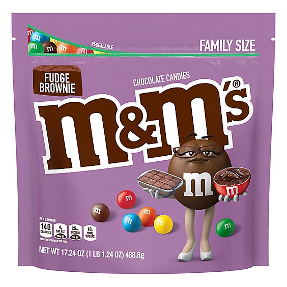 M&ms Fudge Brownie Family Size Stand Up Pouch - 17.24 OZ