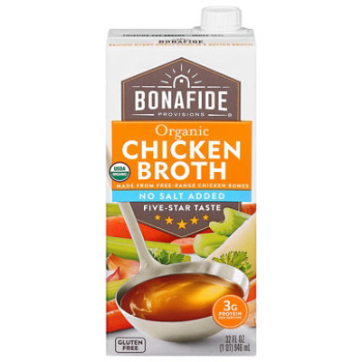 Bonafide Chicken Broth No Salt Organic - 32 FZ - Image 1
