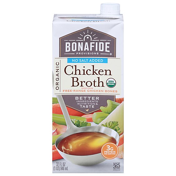 Bonafide Chicken Broth No Salt Organic - 32 FZ