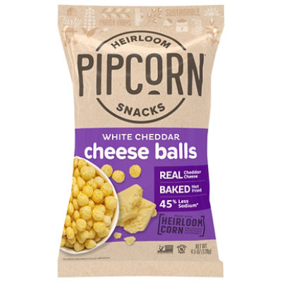 Pipcorn Wht Ched Cheese Balls - 4.5 OZ