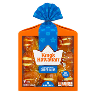 King's Hawaiian Original Hawaiian Sweet Pretzel Pre-Sliced Slider Buns - 11 Oz