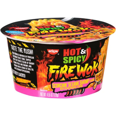 Nissin Hot & Spicy Fire Wok Scorchin Sesame Shrimp Cup - 4.55 OZ - Image 2