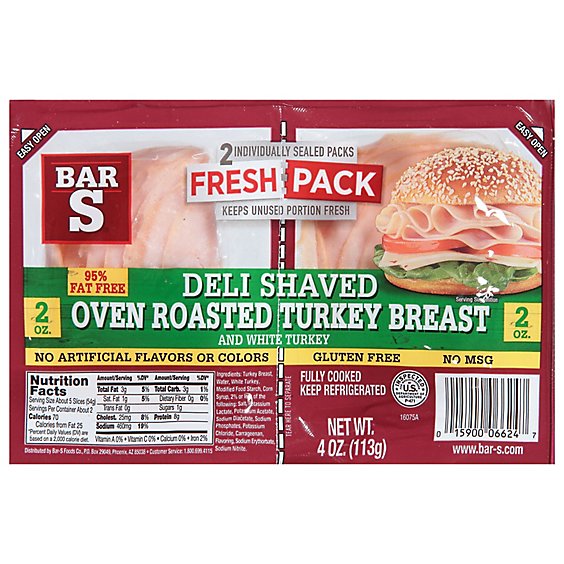 Bar S Fresh Packed Shaved Or Turkey Lunch Meat - 4 OZ