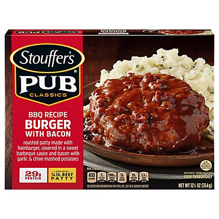 Stouffers Pub Classics Bbq Recipe Bacon Burger Frozen Entree 32oz Box - 12.5 OZ - Image 3