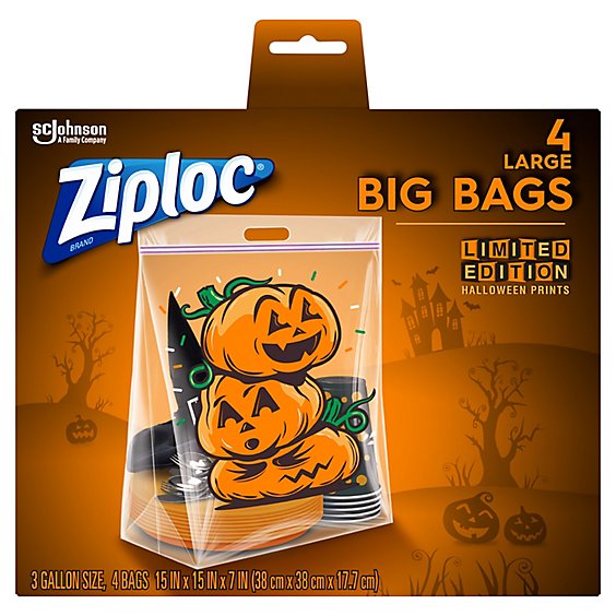 Ziploc Brand Large Halloween Print Big Bags - 4 Count