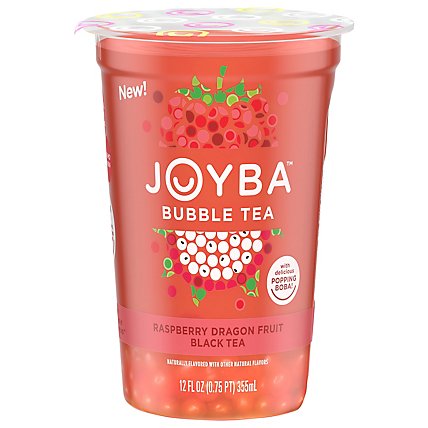 Joyba Raspberry Dragonfruit Flavored Black Bubble Tea - 12 Fl. Oz. - Image 1