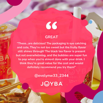 Joyba Raspberry Dragonfruit Flavored Black Bubble Tea - 12 Fl. Oz. - Image 4