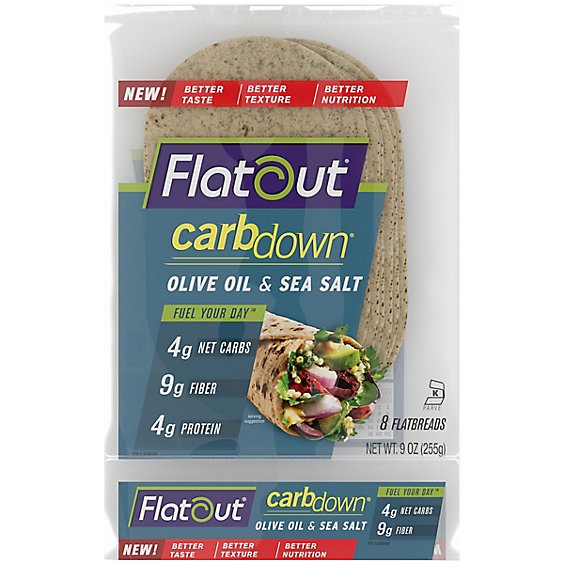 Flatout Sea Salt & Olive Oil Carb Down Flatbread - 9 Oz