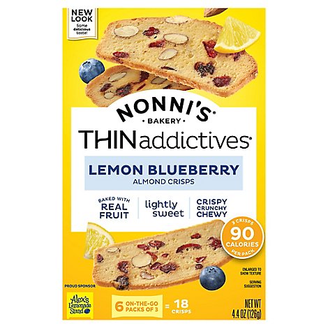 Nonni's Thinaddictives Lemon Blueberry Thins - 4.44 OZ