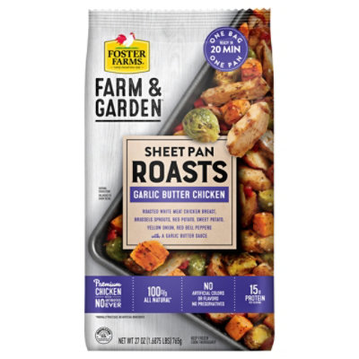Foster Farms Farm & Garden Garlic Butter Chicken Sheet Pan Roast - 27 OZ