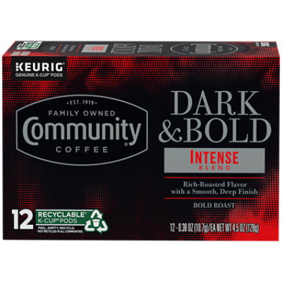 Community Coffee Dark & Bold Intense Blend Dark Roast Single Serve - 12 CT