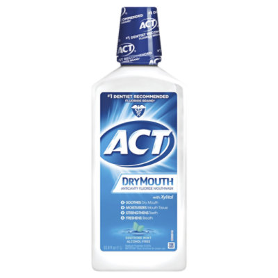 ACT Dry Mouth Anticavity Fluoride Mouthwash Soothing Mint - 33.8 Fl. Oz. - Image 1