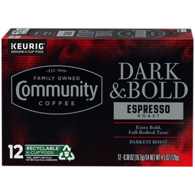 Community Coffee Dark & Bold Espresso Roast Extra Dark Roast Single Serve - 12 CT
