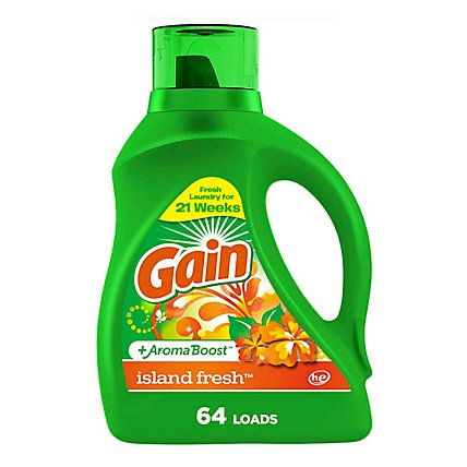 Gain Laundry Detergent Liquid 2x High Suds Island Fresh Aroma Boost - 92 FZ - Image 1