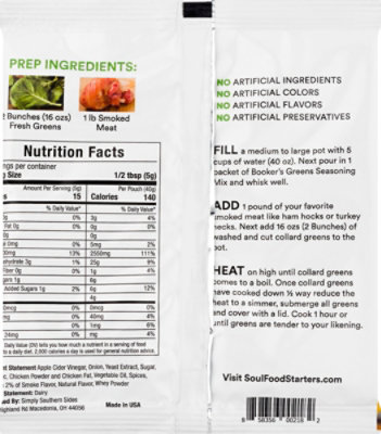 Soul Food Starters Collard Greens Seasoning Mix - 1.4 Oz - Image 3