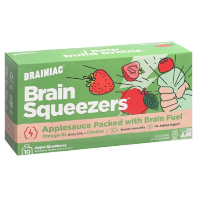 Brainiac Brain Squeezers Apple Strawberry Applesauce with Brain Fuel