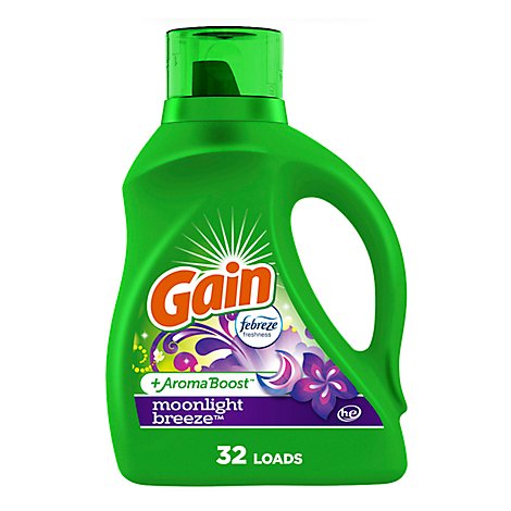 Gain Laundry Detergent Liquid 2x High Suds Moonlight Breeze With Febreze - 46 FZ