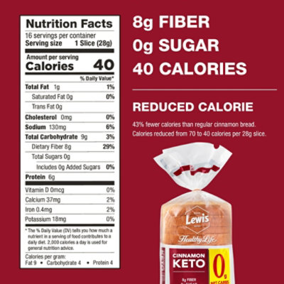 Lewis Bake Shop Healthy Life Cinnamon Keto Bread - 16 OZ - Image 4