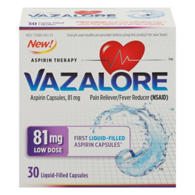 Vazalore 81 Mg Liquid-filled Aspirin Capsules Bottle Each - 30 CT