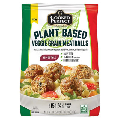 Cooked Perfect Plant Based Veggie Grain Meatballs - 11.25 Oz - Image 3