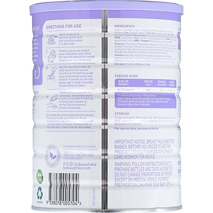 Bubs Australian Organic Infant Formula Stage 2 Grass Fed Milk Based Powder - 28.2 Oz - Image 6