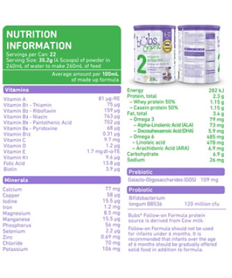 Bubs 2 (バブス) organic Halal milk powder Bubs Australia Bubs オーガニック粉ミルク ステップ2 (6～12