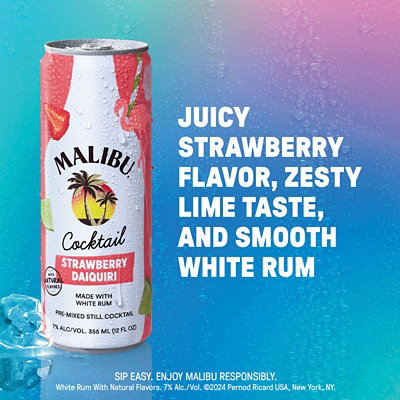 Malibu Rum Strawberry Daquiri Cans Pack - 4-355 ML - Image 4