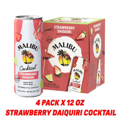 Malibu Rum Strawberry Daquiri Cans Pack - 4-355 ML