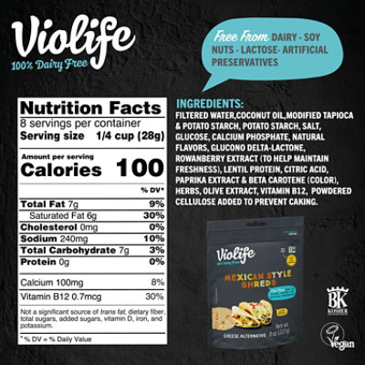 Violife Just Like Mexican Style Shreds Shredded Cheese Dairy-Free Vegan - 8 Oz - Image 7