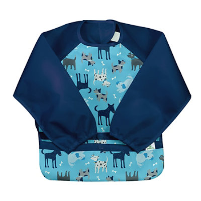 Snap & Go Easy-wear Long Sleeve Bib-aqua Dogs-12/24mo - EA - Image 1
