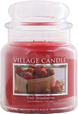 Village Candle Fresh Strawberry Jar Candle - 14 Oz. - Image 1