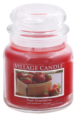 Village Candle Fresh Strawberry Jar Candle - 14 Oz. - Image 1