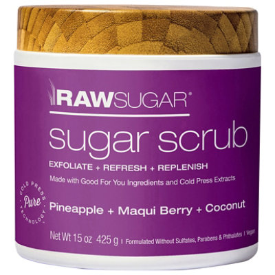 Raw Sugar Sugar Scrub Pneapple Plus Maqui Berry Plus Coconut - 15 FZ - Image 3