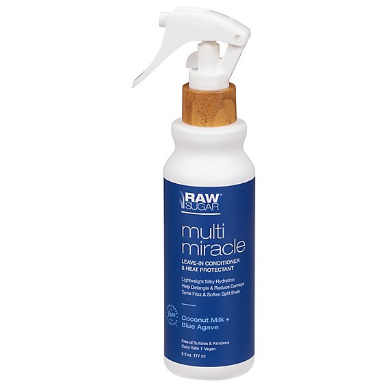 Raw Sugar Multi-miracle Leave In Conditioner & Heat Protectant Coconut Milk - 6 FZ