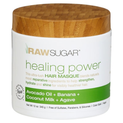 Raw Sugar Healing Power Avocado Banana Oil Coconut Milk Agave Hair Masque - 12 Oz