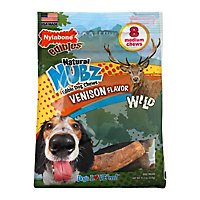 Nylabone Natural Nubz Venison Flavored Split Dental Chew Dog Treats - 8 Count - Image 1