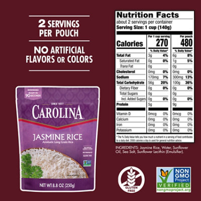 Carolina White Jasmine Rice Ready to Heat In Pouch - 8.8 Oz - Image 4