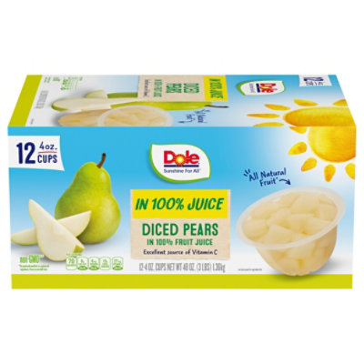 Dole Pears Diced In 100% Juice - 12-4 OZ