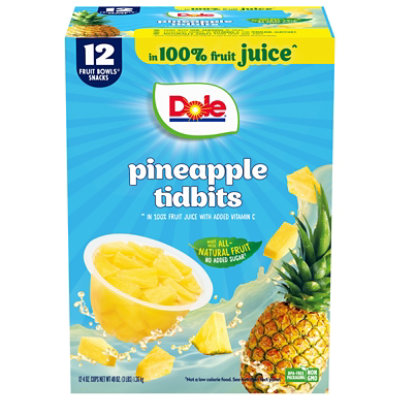 Dole Pineapple Tidbits In 100% Juice Fruit Cups - 12-4 OZ