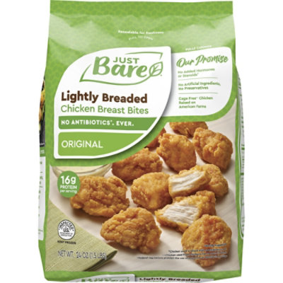 Just Bare Fully Cooked Lightly Breaded Chicken Breast Bites - 24 OZ - Image 1