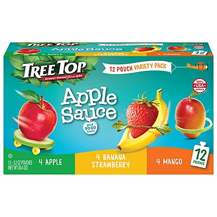 Tree Top Variety Pack Apple/banana Strawberry/mango Applesauce Pouch - 12-3.2 OZ - Image 3
